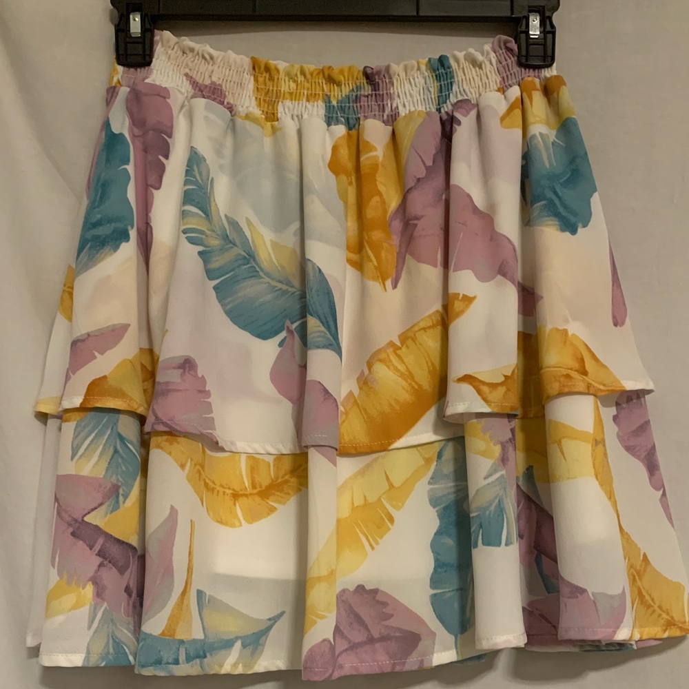 Purple and Green Adrienne Floral Skirt Large